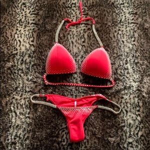 Red Muscle Dazzle Competition Bikini